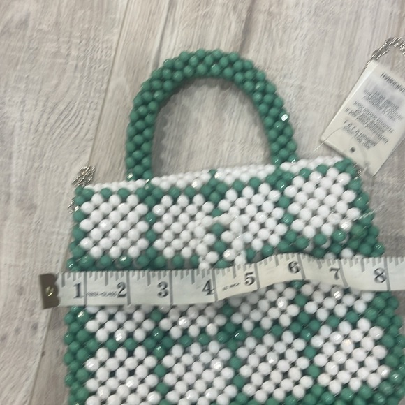 L U L U NWT Plaid Beaded Top Handle mini Bag - Picture 12 of 13
